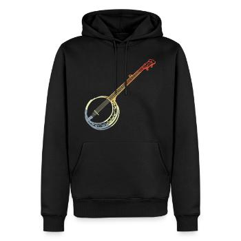 Croquis de banjo vintage - Sweat à capuche Premium bio Homme - noir - Devant - Nico (187cm)