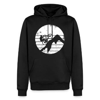 Vététistes - Sweat à capuche Premium bio Homme - noir - Devant - Nico (187cm)