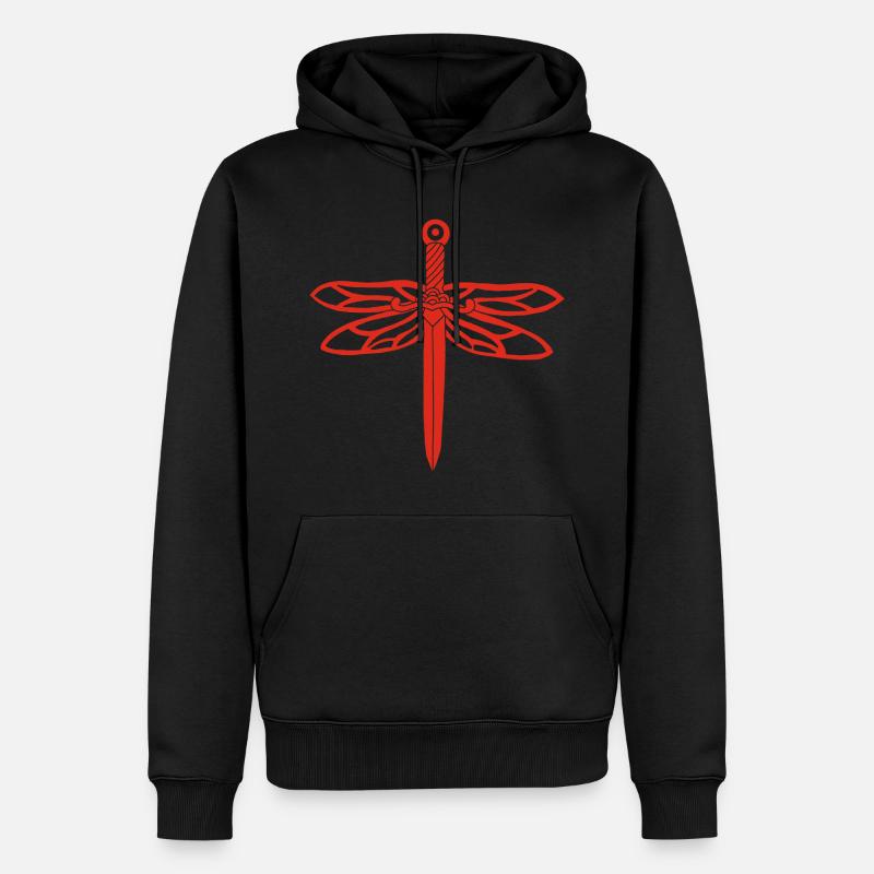épée rouge et ailes de libellule - Sweat à capuche Premium bio Homme - noir
