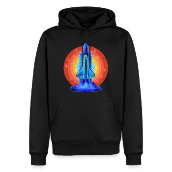 NAVETTE SPATIALE BLEUE RETRO VINTAGE - Sweat à capuche Premium bio Homme - noir - Devant - Nico (187cm)