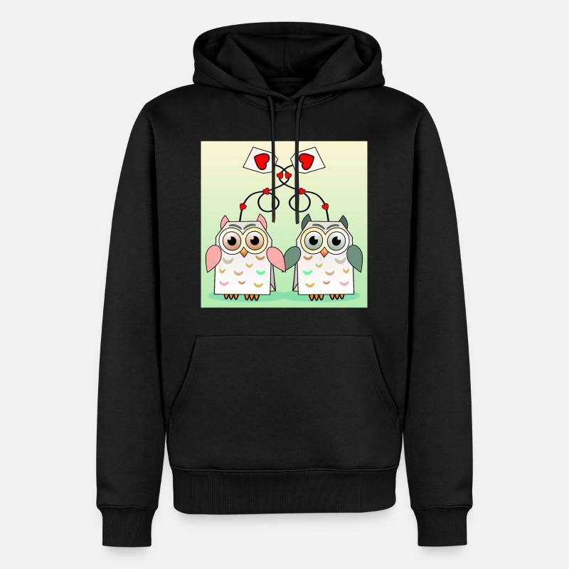 Eulen Tee - Männer Premium Bio Hoodie - Schwarz