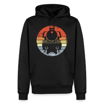 Locomotive d’époque - Sweat à capuche Premium bio Homme - noir - Devant - Nico (187cm)