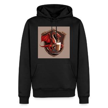 Welsh Coffee Shield - Men’s Premium Organic Hoodie - black - Front - Nico (187cm)