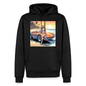 Fille avec voiture et nature de rêve 3 - Sweat à capuche Premium bio Homme - noir - Devant - Nico (187cm)