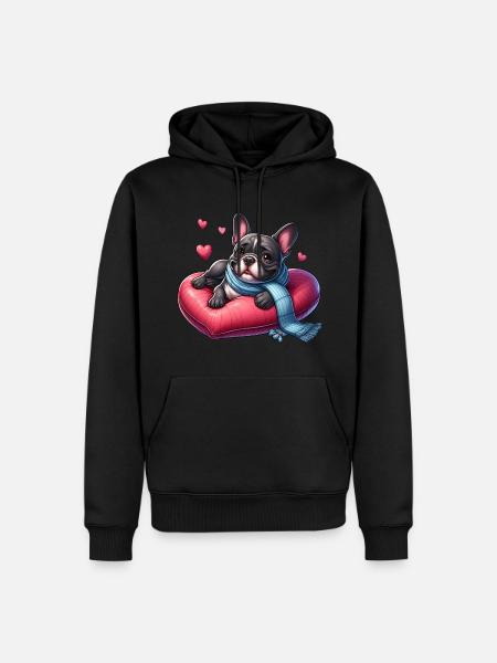 Dessin de bouledogue français - Sweat à capuche Premium bio Homme - noir