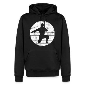 Karateka Skizze - Männer Premium Bio Hoodie - Schwarz - Vorne - Nico (187cm)