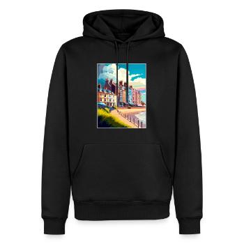 Cromer England Vintage Reiseposter WPA Souvenir - Männer Premium Bio Hoodie - Schwarz - Vorne - Nico (187cm)