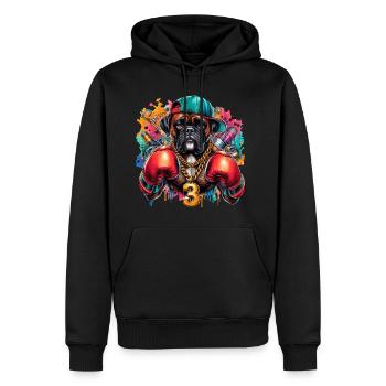 Boxer Hund Splash Kunst - Männer Premium Bio Hoodie - Schwarz - Vorne - Nico (187cm)