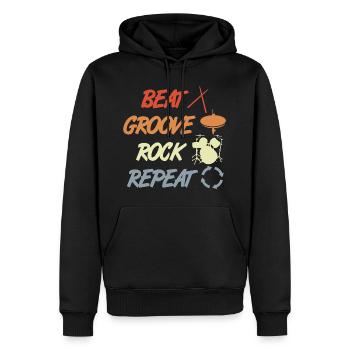 Batterie Look Vintage - Sweat à capuche Premium bio Homme - noir - Devant - Nico (187cm)
