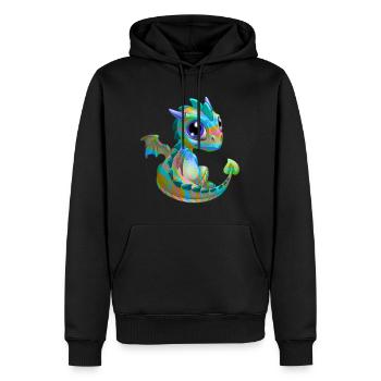Bébé dragon psy| Mignon Psy bébé dragon - Sweat à capuche Premium bio Homme - noir - Devant - Nico (187cm)