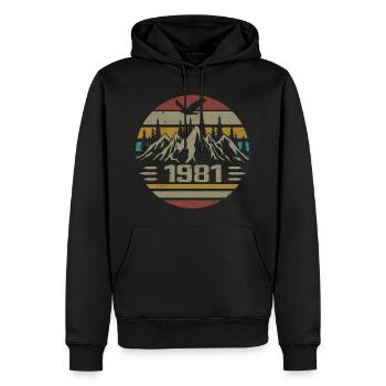 Jahrgang 1981 Original Retro 1981 Geburtstagsgeschenk - Männer Premium Bio Hoodie - Schwarz - Vorne - Nico (187cm)