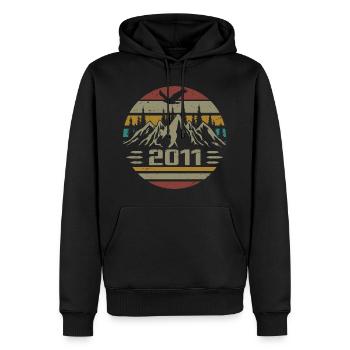 Geboren im Jahr 2011 Original Retro 2011 Geburtstagsgeschenk - Männer Premium Bio Hoodie - Schwarz - Vorne - Nico (187cm)