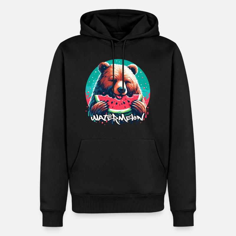 Pastèque ours cadeau délicieux - Sweat à capuche Premium bio Homme - noir