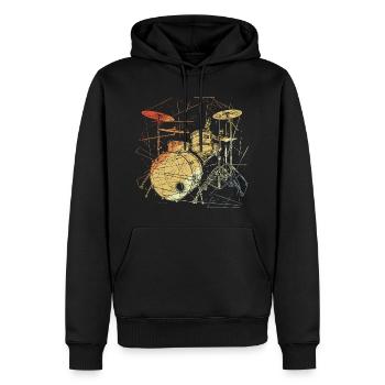 Batterie Retrowave - Sweat à capuche Premium bio Homme - noir - Devant - Nico (187cm)