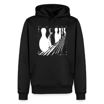 Bowling Pins - Männer Premium Bio Hoodie - Schwarz - Vorne - Nico (187cm)