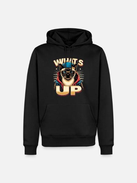 Siamese Cat Whats Up Design - Men’s Premium Organic Hoodie - black