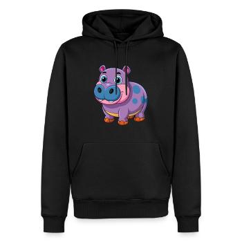 Hippopotame Mignon Mascotte Personnage De Dessin Animé Kawaii - Sweat à capuche Premium bio Homme - noir - Devant - Nico (187cm)