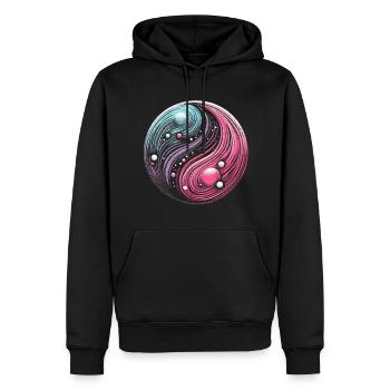 Cosmic Yin Yang: Galactic Balance of the Universe - Men’s Premium Organic Hoodie - black - Front - Nico (187cm)