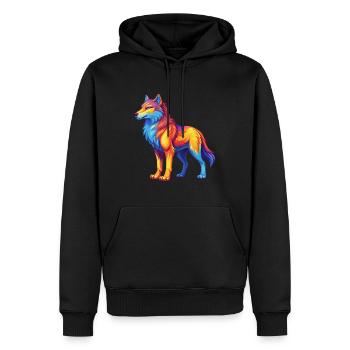 Loup Arctique Personnage De Dessin Animé Kawaii Coloré - Sweat à capuche Premium bio Homme - noir - Devant - Nico (187cm)