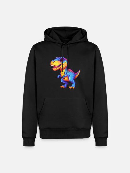 Dinosaurio colorido kawaii personaje de dibujos animados clipart - Sudadera con capucha prémium ecológica para hombre - negro