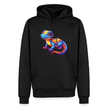 Salamander Bunte Kawaii Zeichentrickfigur - Männer Premium Bio Hoodie - Schwarz - Vorne - Nico (187cm)