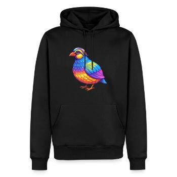 perdrix coloré Kawaii dessin animé personnage animal - Sweat à capuche Premium bio Homme - noir - Devant - Nico (187cm)
