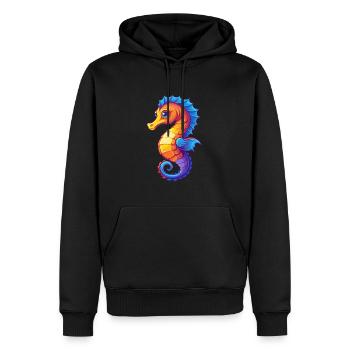 Seepferdchen Buntes Kawaii Cartoon Meerestier - Männer Premium Bio Hoodie - Schwarz - Vorne - Nico (187cm)