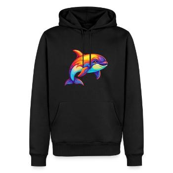 Orca Buntes Kawaii Cartoon Meerestier - Männer Premium Bio Hoodie - Schwarz - Vorne - Nico (187cm)