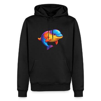 Beluga Wal Bunt Kawaii Karikatur Meerestier - Männer Premium Bio Hoodie - Schwarz - Vorne - Nico (187cm)