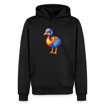 émeu coloré kawaii dessin animé personnage oiseau - Sweat à capuche Premium bio Homme - noir - Devant - Nico (187cm)