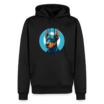 Deutscher Pinscher Hund Niedliches Kawaii Cartoon Haustier Logo - Männer Premium Bio Hoodie - Schwarz - Vorne - Nico (187cm)