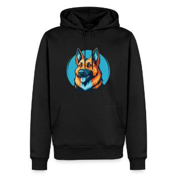 Berger allemand chien mignon Kawaii dessin animé logo pour animaux de compagnie - Sweat à capuche Premium bio Homme - noir - Devant - Nico (187cm)