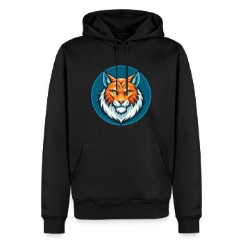 Luchs Niedliche Kawaii Cartoon Clipart Tier Haustier Logo - Männer Premium Bio Hoodie - Schwarz - Vorne - Nico (187cm)