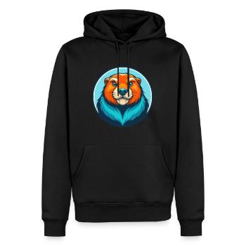 Murmeltier Niedliche Kawaii Cartoon Clipart Tier Haustier Logo - Männer Premium Bio Hoodie - Schwarz - Vorne - Nico (187cm)
