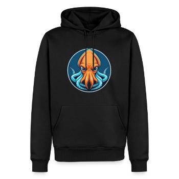 calmar mignon kawaii dessin animé clipart animal de compagnie logo - Sweat à capuche Premium bio Homme - noir - Devant - Nico (187cm)