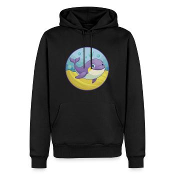 baleine mignon Kawaii dessin animé Clipart Animal de compagnie - Sweat à capuche Premium bio Homme - noir - Devant - Nico (187cm)
