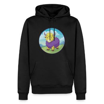 Yak mignon Kawaii dessin animé Clipart Animal de compagnie - Sweat à capuche Premium bio Homme - noir - Devant - Nico (187cm)