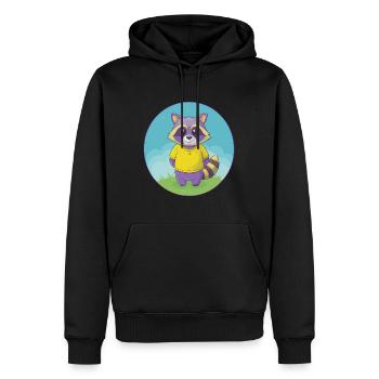 raton laveur mignon kawaii dessin animé clipart animal de compagnie - Sweat à capuche Premium bio Homme - noir - Devant - Nico (187cm)