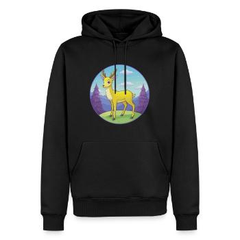cerf mignon kawaii dessin animé clipart animal de compagnie - Sweat à capuche Premium bio Homme - noir - Devant - Nico (187cm)