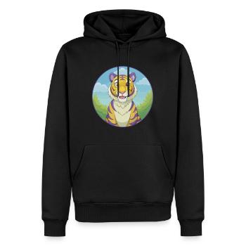 tigre mignon kawaii dessin animé clipart animal de compagnie - Sweat à capuche Premium bio Homme - noir - Devant - Nico (187cm)