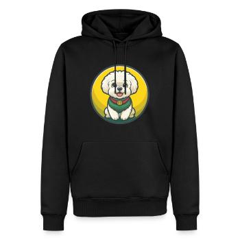 Bichon frisé chien mignon drôle Kawaii dessin animé Animal - Sweat à capuche Premium bio Homme - noir - Devant - Nico (187cm)