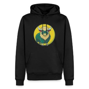 Yak Mignon Kawaii Dessin animé Clipart Animal de compagnie - Sweat à capuche Premium bio Homme - noir - Devant - Nico (187cm)