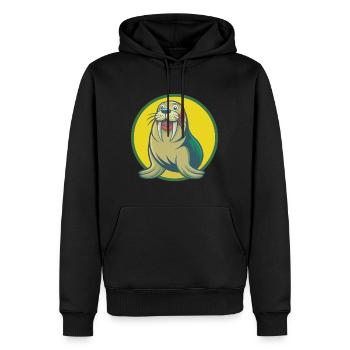morse mignon kawaii dessin animé clipart animal de compagnie - Sweat à capuche Premium bio Homme - noir - Devant - Nico (187cm)