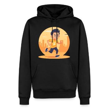 Marathon Junge Grafik - Männer Premium Bio Hoodie - Schwarz - Vorne - Nico (187cm)