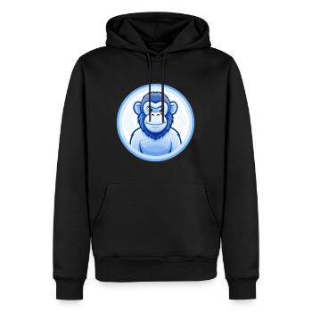 Schimpanse Blau Kawaii Cartoon Figur Clipart - Männer Premium Bio Hoodie - Schwarz - Vorne - Nico (187cm)