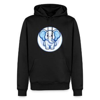 Elefant Blau Kawaii Cartoon Figur Clipart Haustier - Männer Premium Bio Hoodie - Schwarz - Vorne - Nico (187cm)