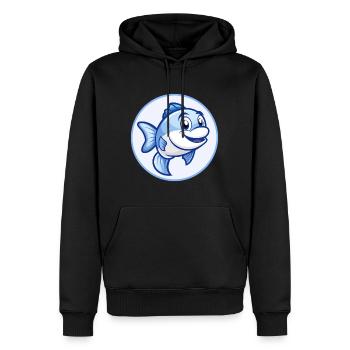 Poisson Bleu Kawaii Dessin Animé Personnage Clipart Animal de compagnie - Sweat à capuche Premium bio Homme - noir - Devant - Nico (187cm)