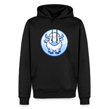 Yak Bleu Mignon Kawaii Dessin animé Personnage Clipart Animal de compagnie - Sweat à capuche Premium bio Homme - noir - Devant - Nico (187cm)