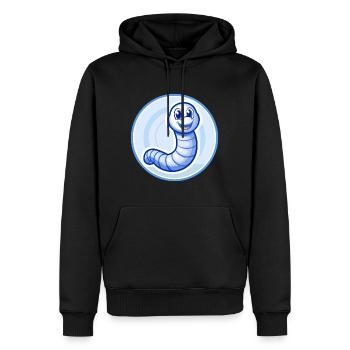 Regenwurm Blau Kawaii Cartoon Figur Clipart - Männer Premium Bio Hoodie - Schwarz - Vorne - Nico (187cm)