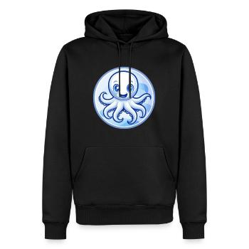Oktopus Blau Kawaii Cartoon Figur Clipart Haustier - Männer Premium Bio Hoodie - Schwarz - Vorne - Nico (187cm)